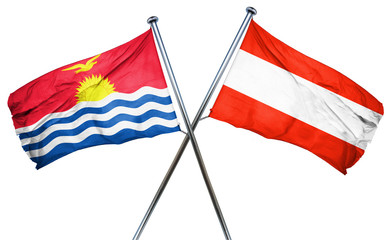 Kiribati flag with Austrian flag, 3D rendering