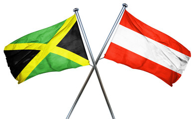 Jamaica flag with Austrian flag, 3D rendering