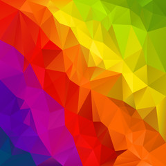 vector abstract irregular polygon background with a triangular pattern in diagonal rainbow spectrum full colors