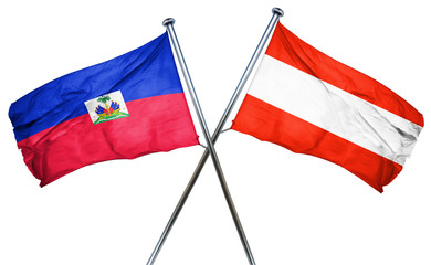 Haiti flag with Austrian flag, 3D rendering