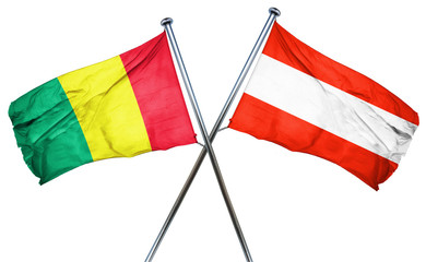 Guinea flag with Austrian flag, 3D rendering