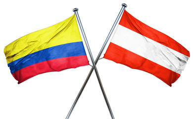 Colombia flag with Austrian flag, 3D rendering