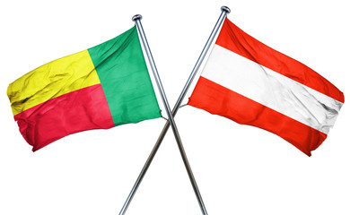 Benin flag with Austrian flag, 3D rendering