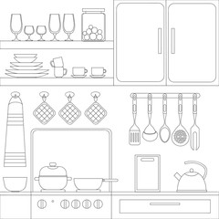 Cooking tools and items set.