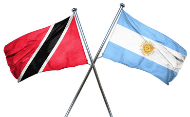 Trinidad and tobago flag with Argentina flag, 3D rendering