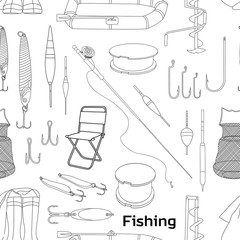 Fishing hand drawn pattern