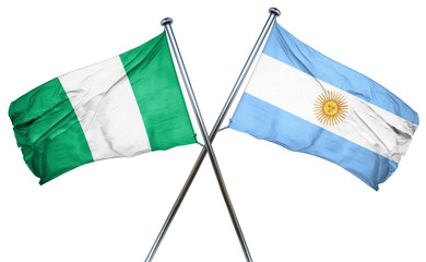 Nigeria flag with Argentina flag, 3D rendering
