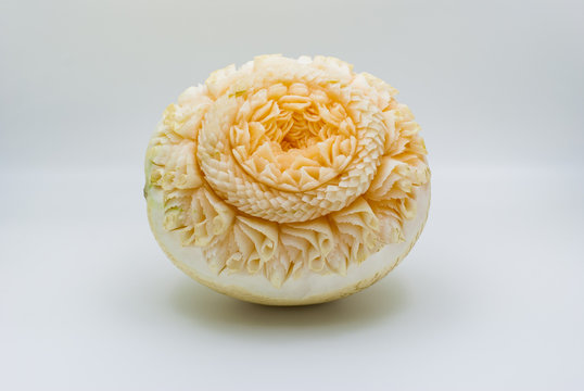 Traditional Thai Fruit carving on cantaloupe