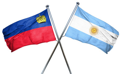 Liechtenstein flag with Argentina flag, 3D rendering