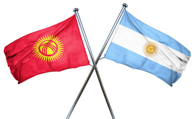 Kyrgyzstan flag with Argentina flag, 3D rendering