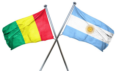 Guinea flag with Argentina flag, 3D rendering
