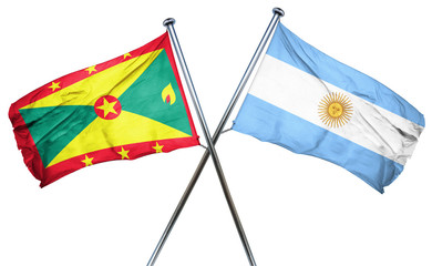 Grenada flag with Argentina flag, 3D rendering