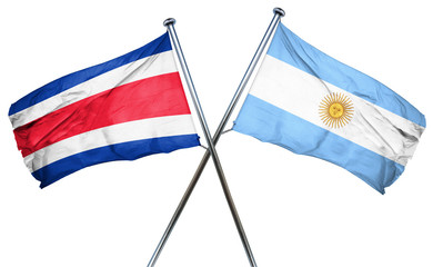 Costa Rica flag with Argentina flag, 3D rendering