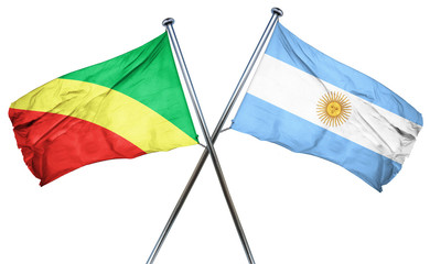 Congo flag with Argentina flag, 3D rendering