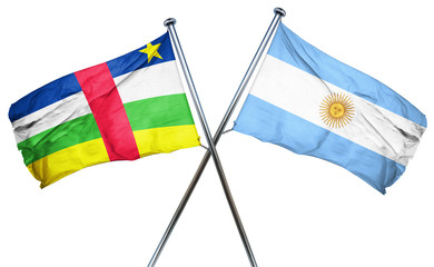 Central african republic flag with Argentina flag, 3D rendering
