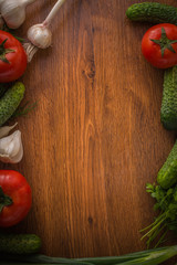 Vegetables on the table top background