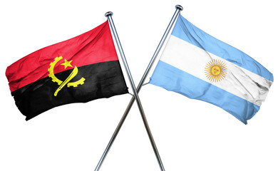 Angola flag with Argentina flag, 3D rendering