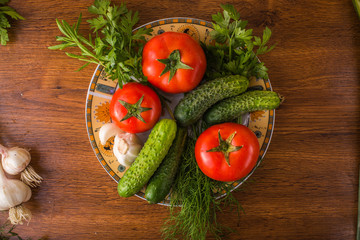 Vegetables on the table center