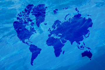 Fototapeta na wymiar map of the world and water