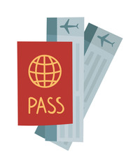 Vector illustration passport with tickets.