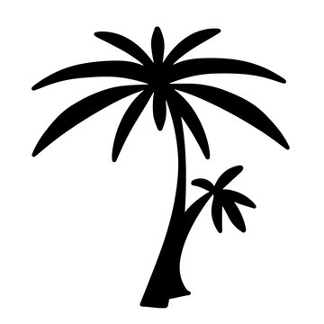 Coconut palm trees black silhouettes isolated