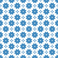 Fototapeta na wymiar Seamless color pattern with abstract geometric design. Retro Wallpaper. Vintage seamless pattern. White and blue ornament.