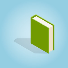 Green book icon, isometric 3d style