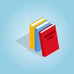 Three books icon, isometric 3d style
