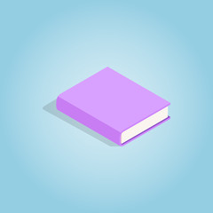 Purple book icon, isometric 3d style