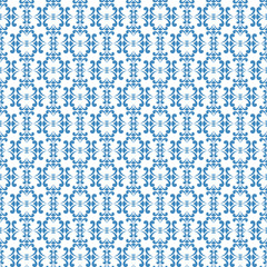 Seamless color pattern with abstract geometric design. Retro Wallpaper. Vintage seamless pattern. White and blue ornament.