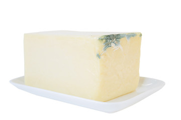 Blue cheese or fungus on cheese with clipping path isolated on w
