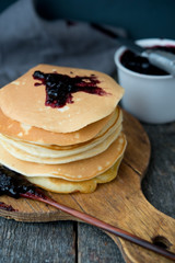 The American pancakes with bilberry jam
