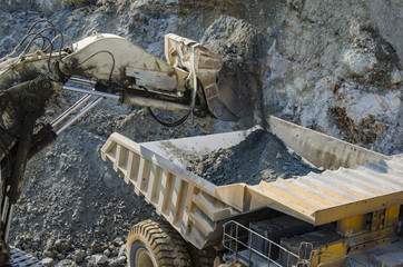 Truck in open pit mine