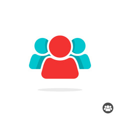 People icon vector isolated on white backgound, group of three people logo, leader symbol concept