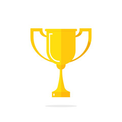 Golden cup vector illustration isolated on white background, gold cup icon shiny yellow cup golden flat cartoon design