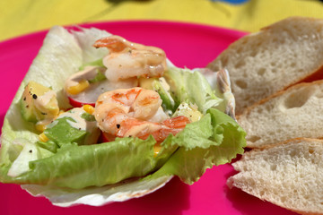 tropical shrimp salad on the party