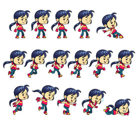 Action Girl Game Sprites.
Action Girl game sprites for side scrolling action adventure endless runner 2D mobile game.
