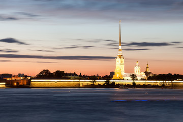 Obraz premium Night view of the Peter and Paul Fortress, St. Petersburg