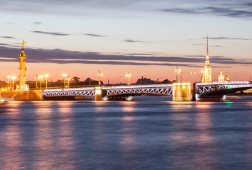 Fototapeta na wymiar Night view of the Peter and Paul Fortress, St. Petersburg