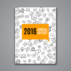 Business annual report with business icons pattern. Flyer brochure template cover.