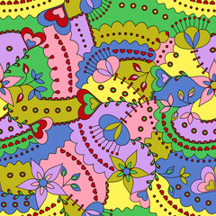 Flowers and hearts pattern colorful