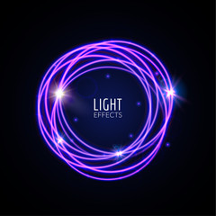 Light effects rings. Motions glowing lines with particles. Modern style. Shining lines