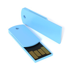 USB flash drive isolated on white background with shadow. 3D illustration