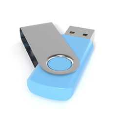 USB flash drive isolated on white background with shadow. 3D illustration