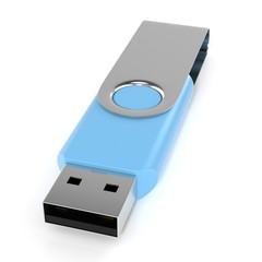 USB flash drive isolated on white background with shadow. 3D illustration