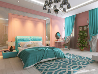 Bedroom interior in pink