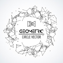 Wireframe mesh circle, broken polygonal sphere with connected lines and dots. Connection concept. Digital social network concept, web style
