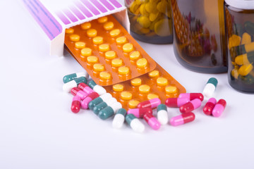Colorful pills and tablets.