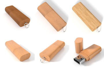 USB flash drive isolated on white background with shadow. 3D illustration