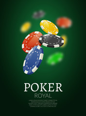 Poker chips bacgkground. Poker Casino template poster. Flyer design layout